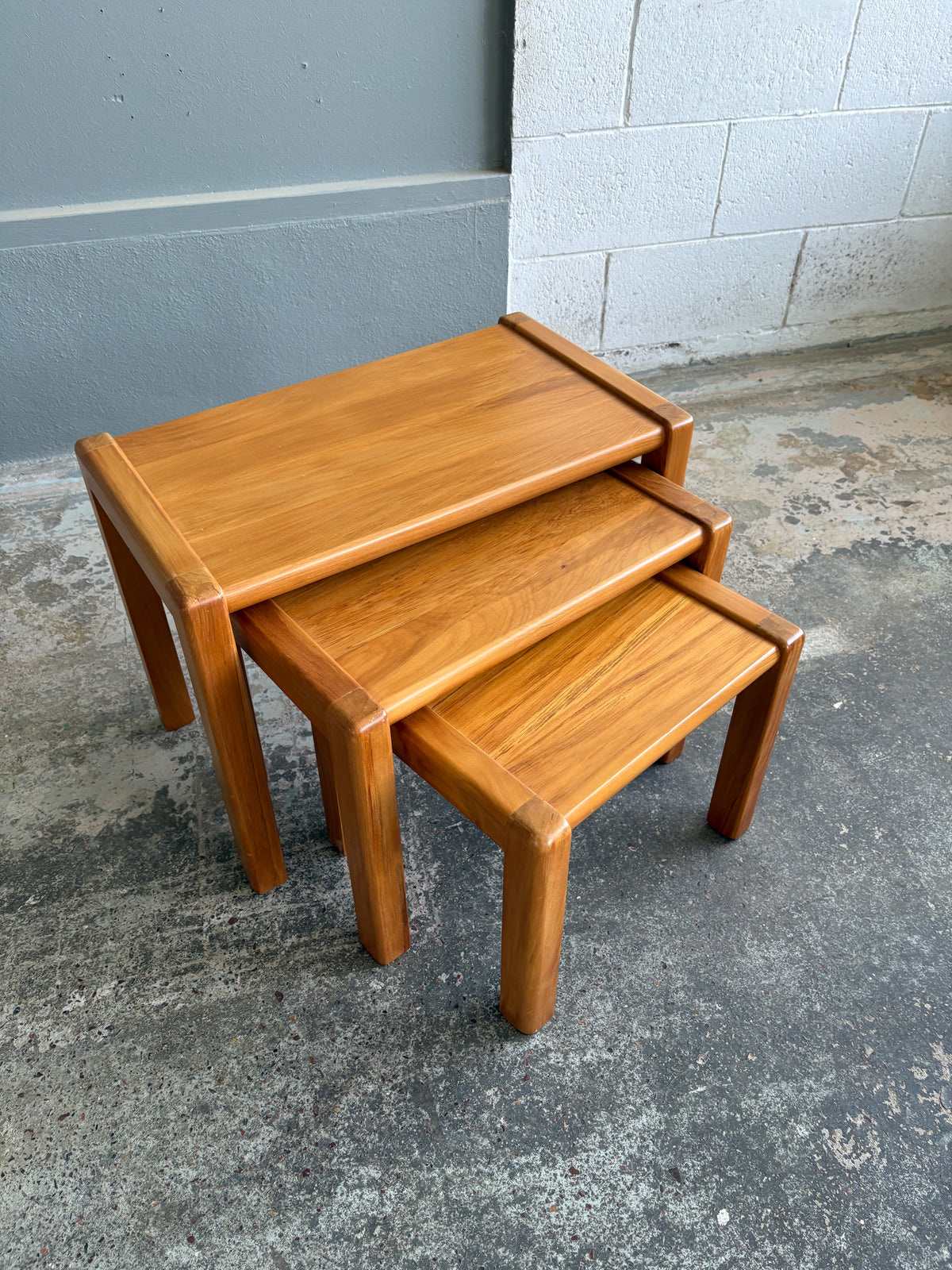 Mid Century Modern Solid Rimu Nest of Tables