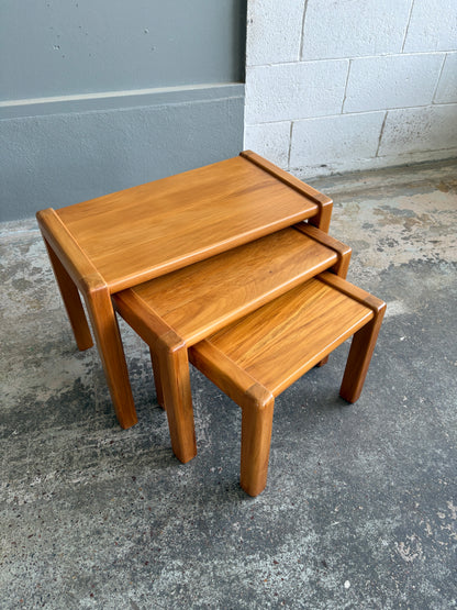 Mid Century Modern Solid Rimu Nest of Tables