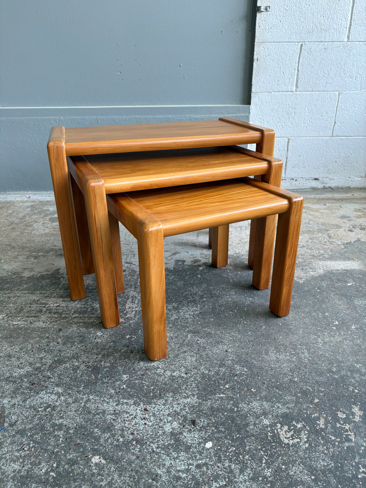 Mid Century Modern Solid Rimu Nest of Tables