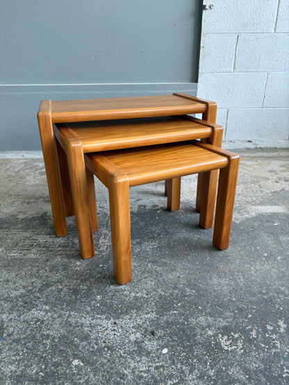 Mid Century Modern Solid Rimu Nest of Tables