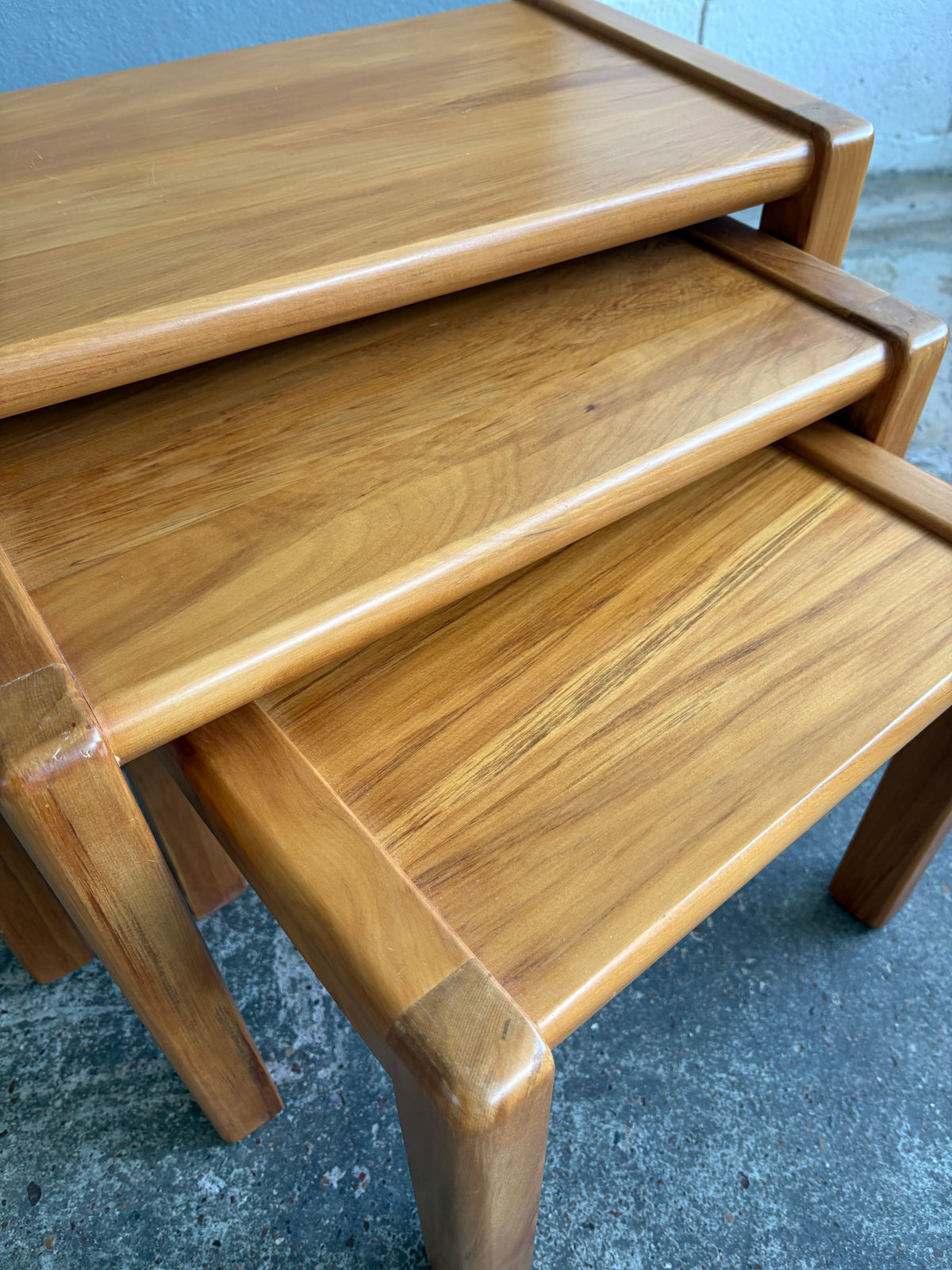 Mid Century Modern Solid Rimu Nest of Tables