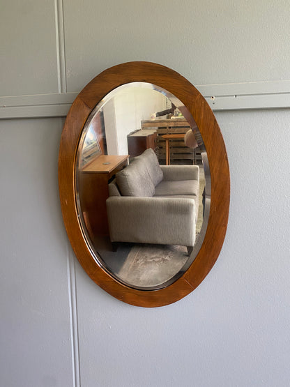Mid Century Rimu w. Oval Bevelled Glass Plate