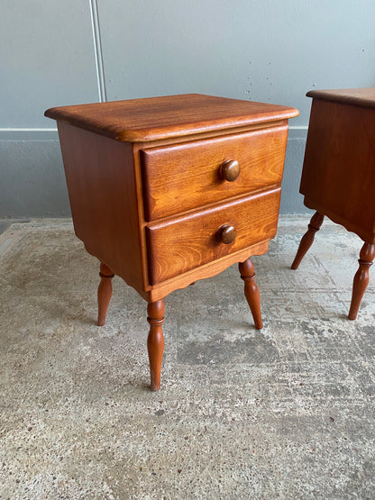 Mid Century Solid Mahogany Bedside Tables (Pair)