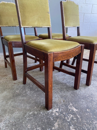 Mid Century Solid Oak Dining Chairs (Set of 4)
