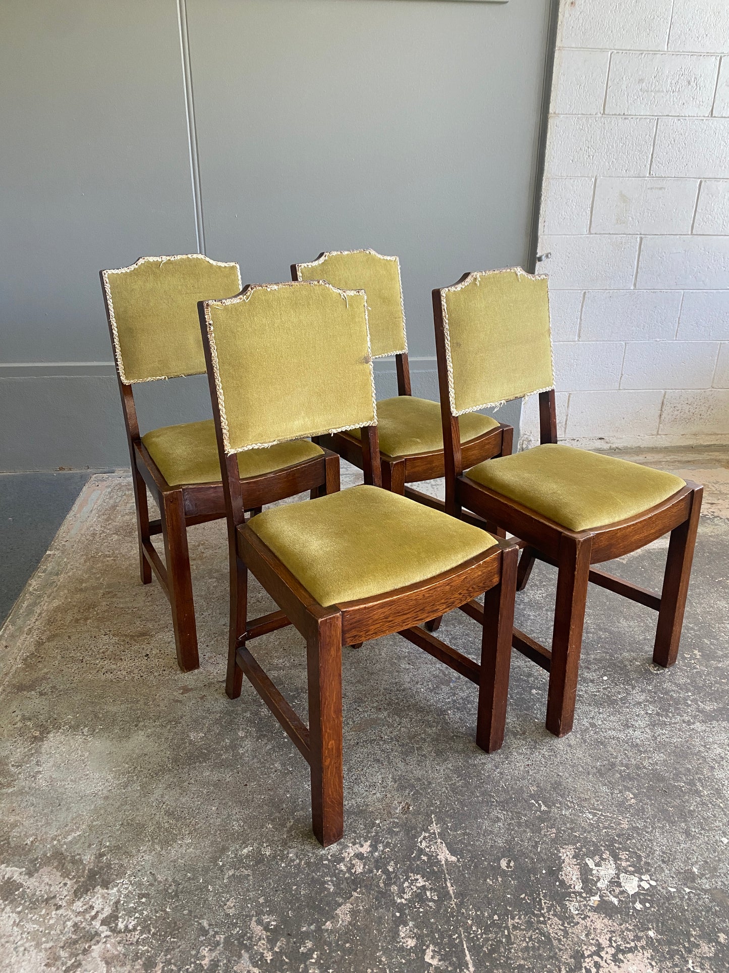 Mid Century Solid Oak Dining Chairs (Set of 4)