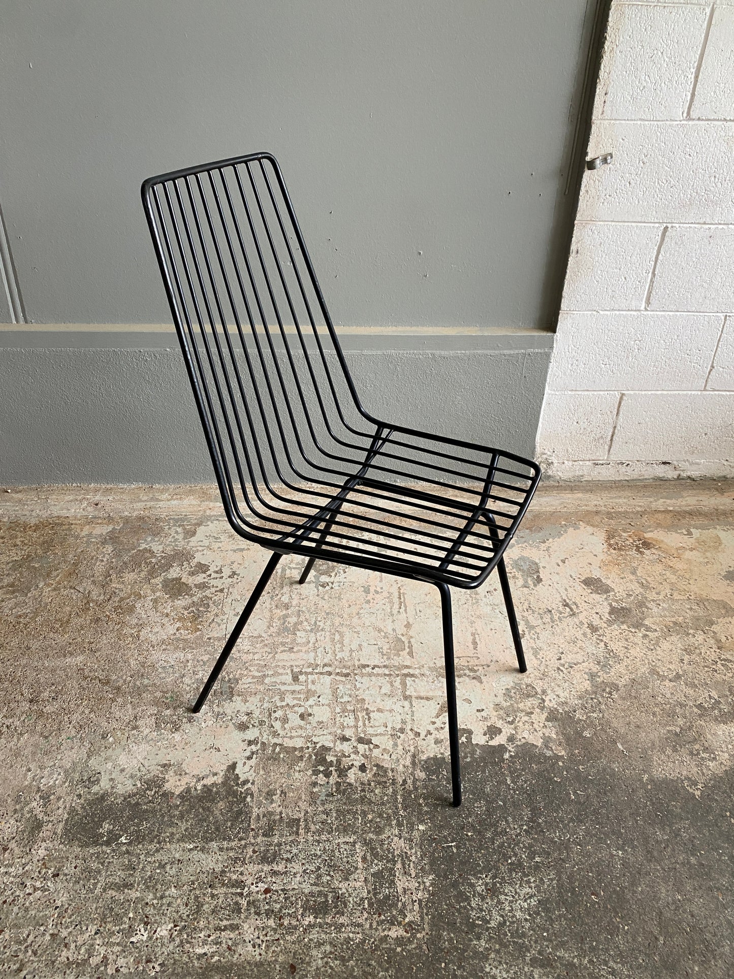 Mid Century Wireframe Dining Chair High Back - Matt Black