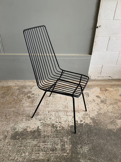 Mid Century Wireframe Dining Chair High Back - Matt Black