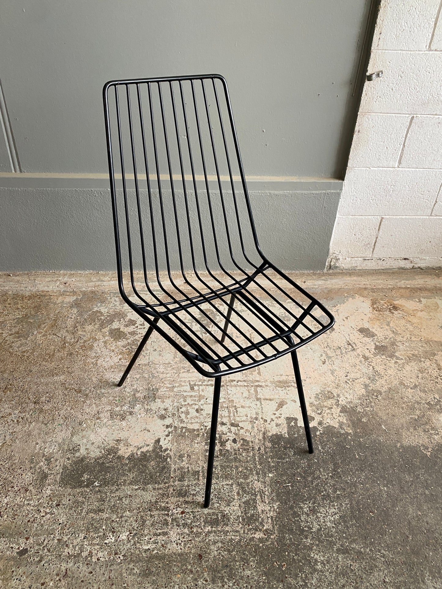 Mid Century Wireframe Dining Chair High Back - Matt Black