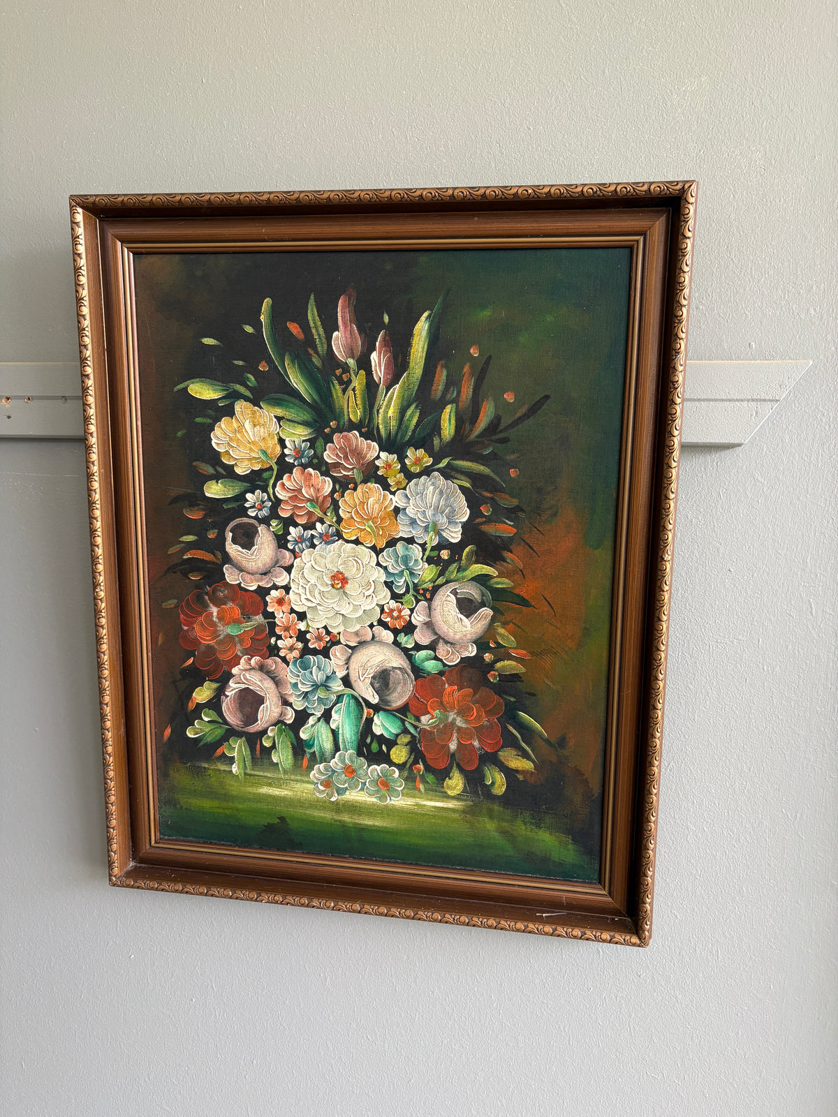 Mid Century 'Flowers' Oil on Board by Unknown