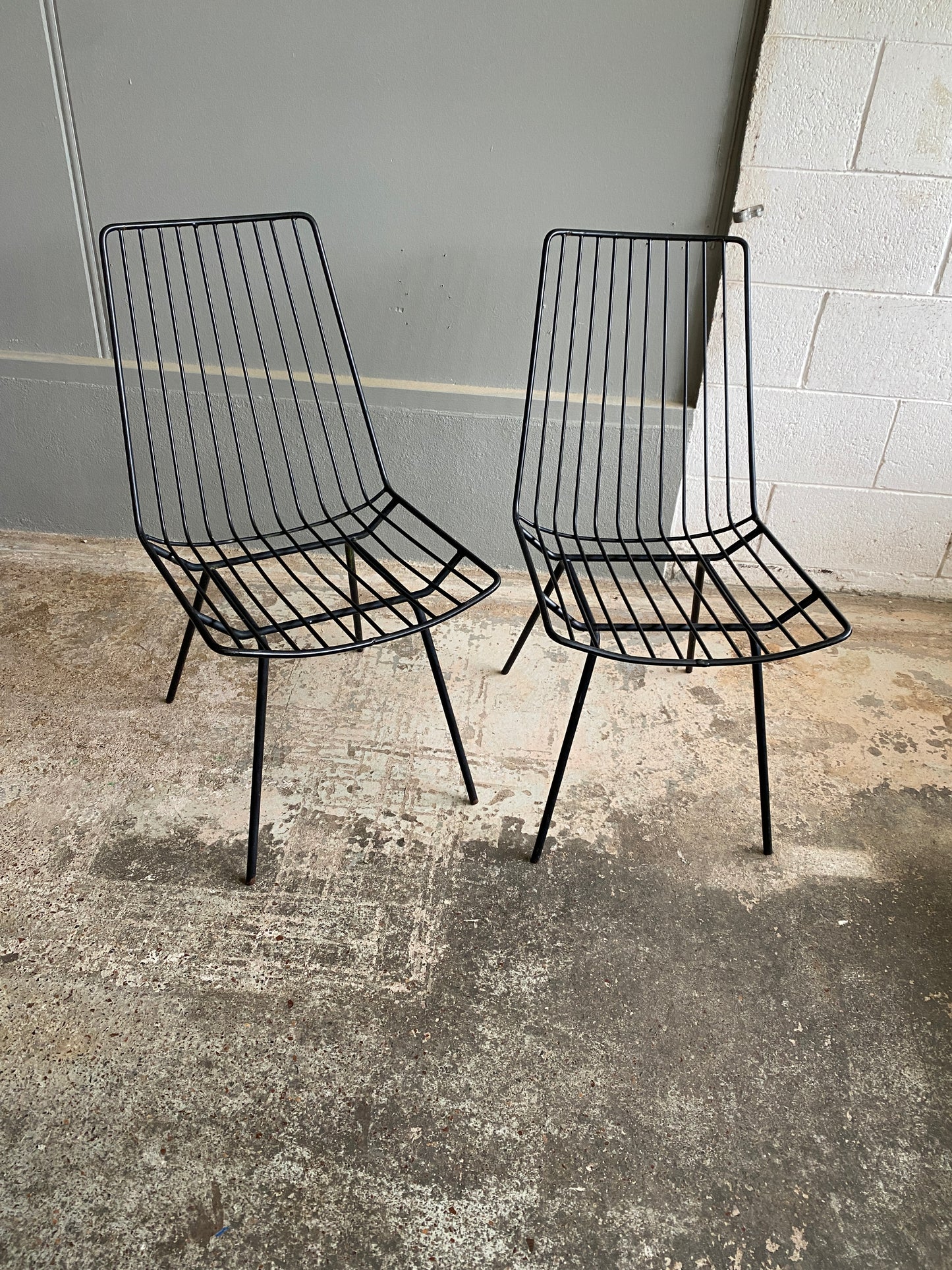 Mid Century Wireframe Dining Chairs - Matt Black (Pair)