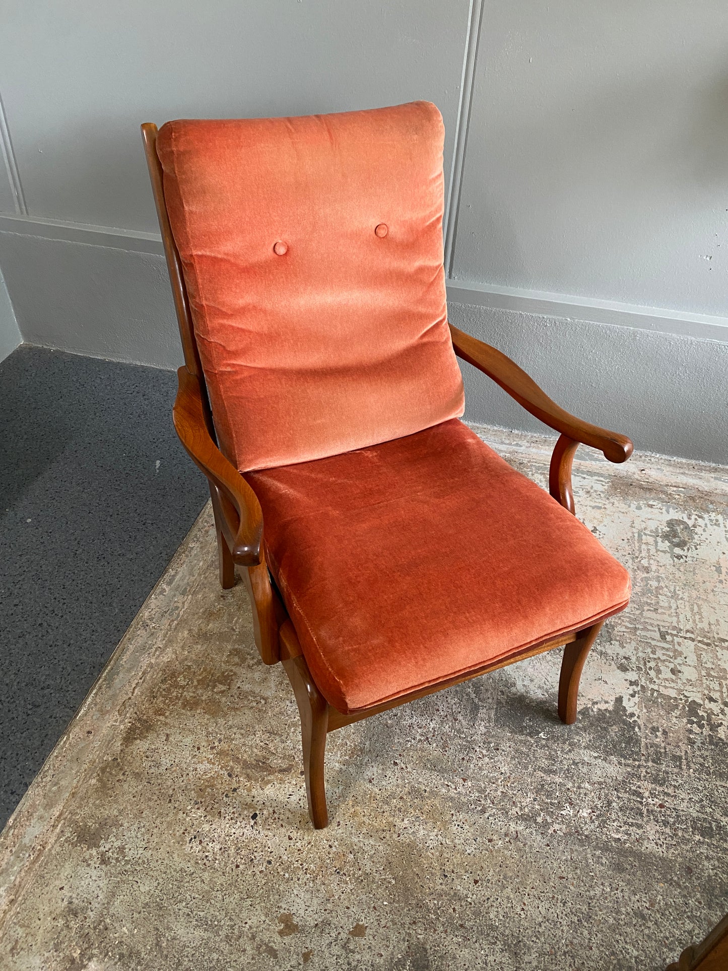 Mid century Modern Light Mahogany Bedroom Arm Chair