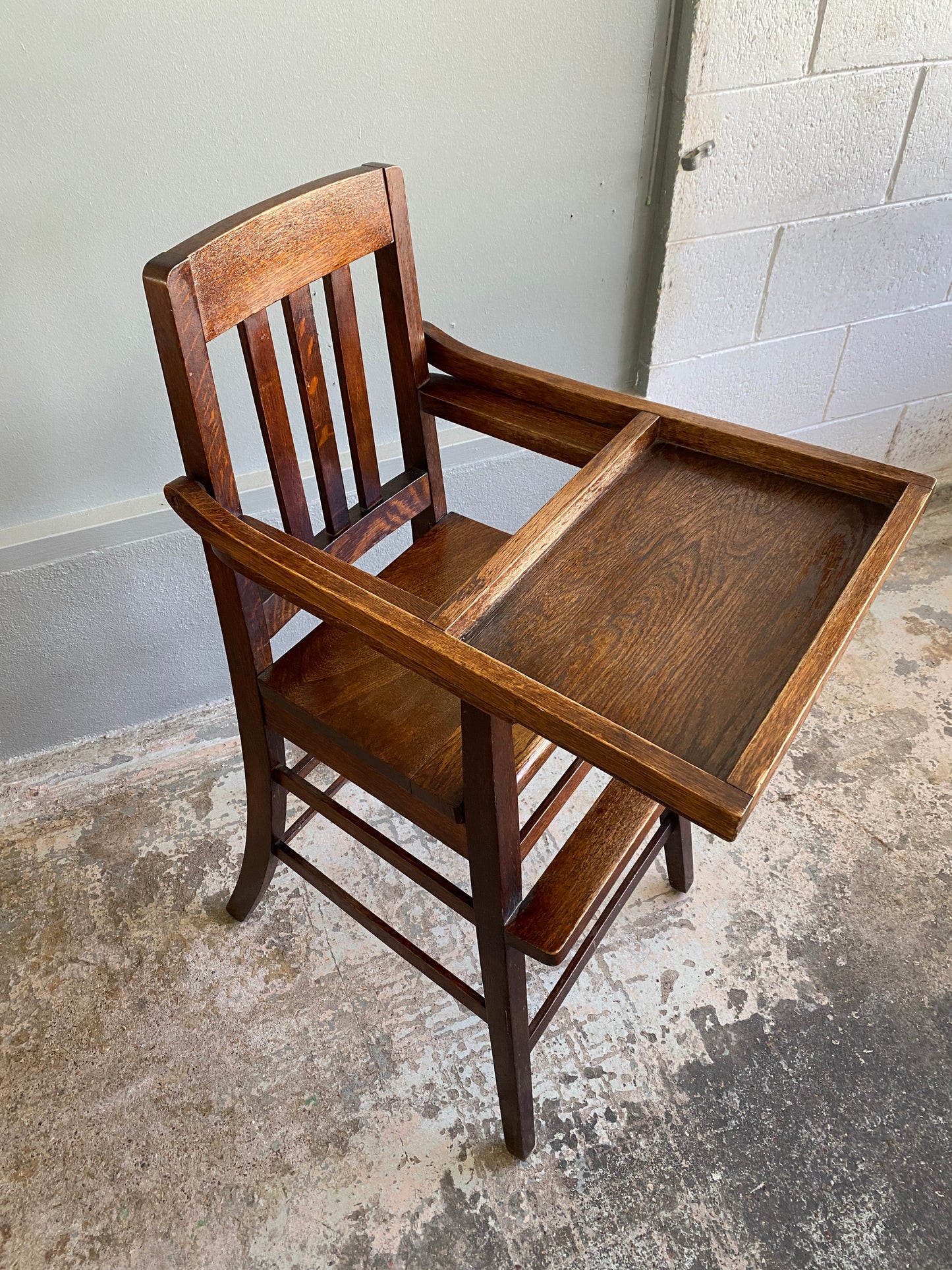 Mission Style Solid Oak High Chair