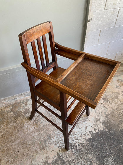 Mission Style Solid Oak High Chair
