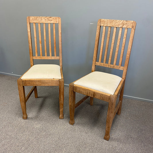 Oak Pair Arts & Crafts Style Dining Chairs