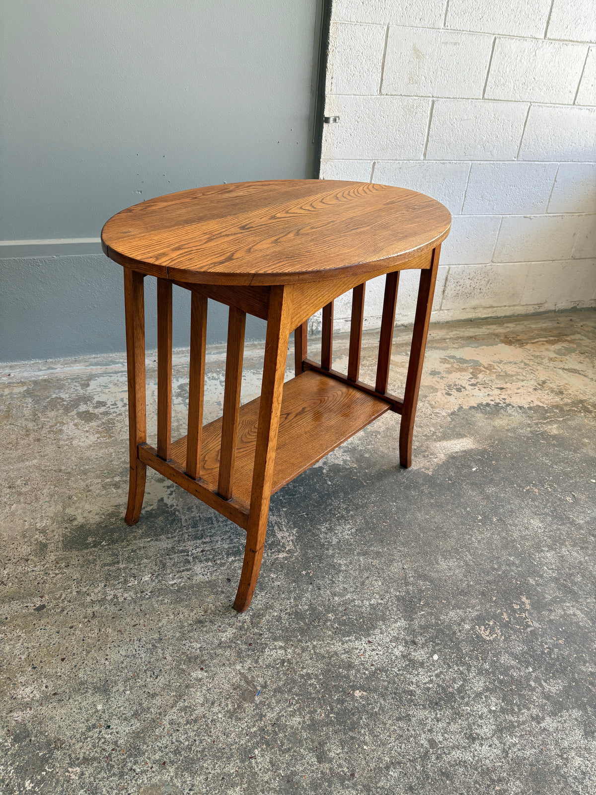 Oval Arts & Crafts Solid Oak End Table