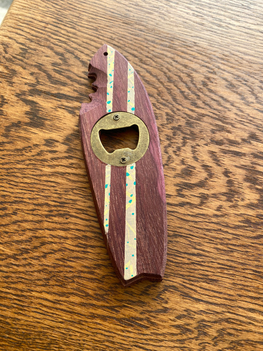 Purple Heart Retro Surfboard Bottle Openers - Shark Bite