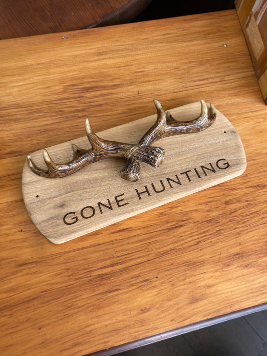 Reclaimed Gone Hunting Sign