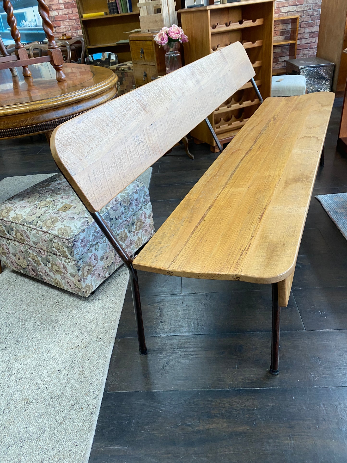 Reclaimed Rimu & Steel Bench - Bayswater