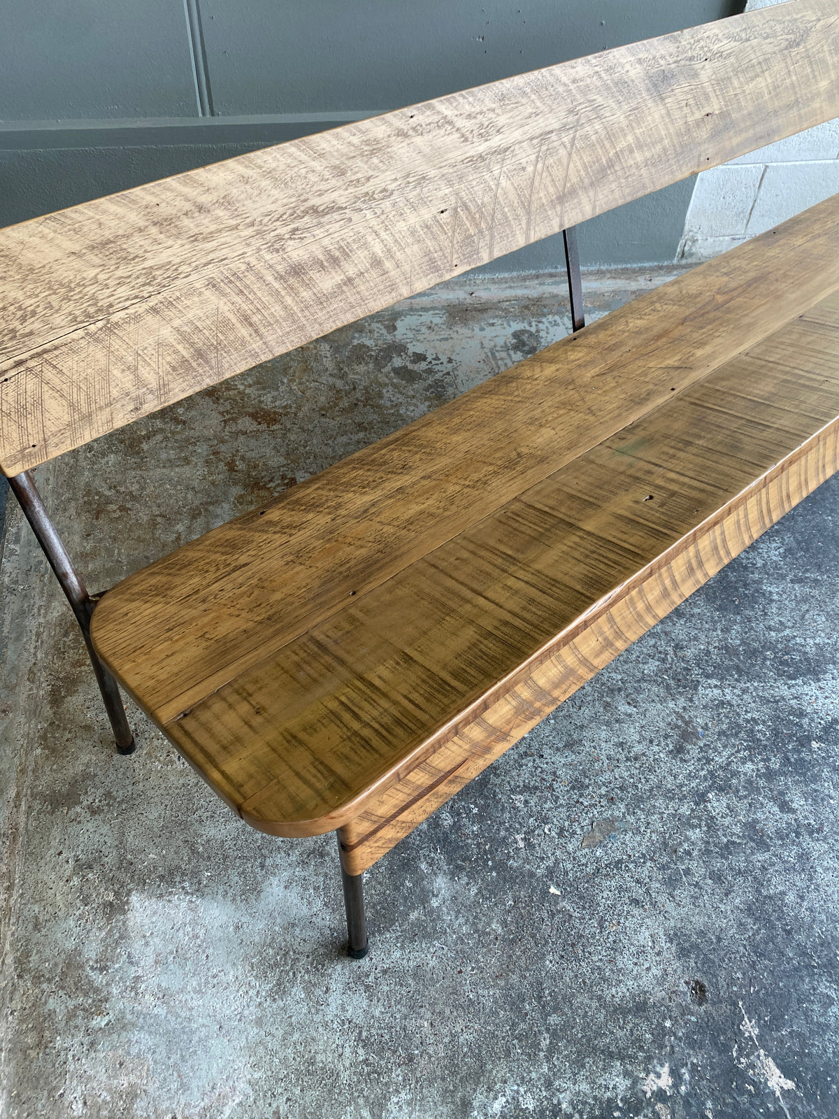Reclaimed Rimu Table Reclaimed Rimu & Steel Bench - Riverhead – Plots & Pickles