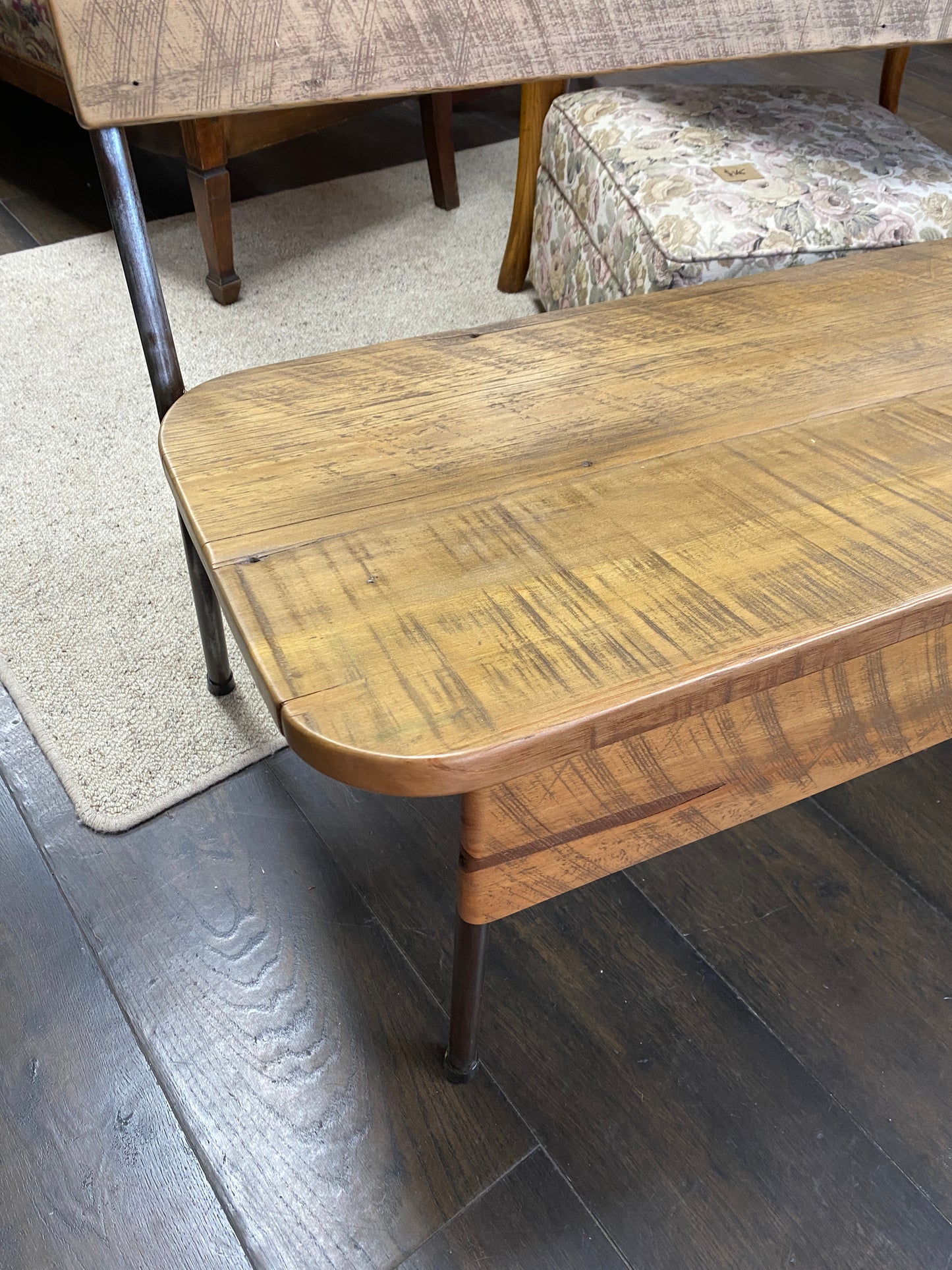 Reclaimed Rimu & Steel Bench - Riverhead
