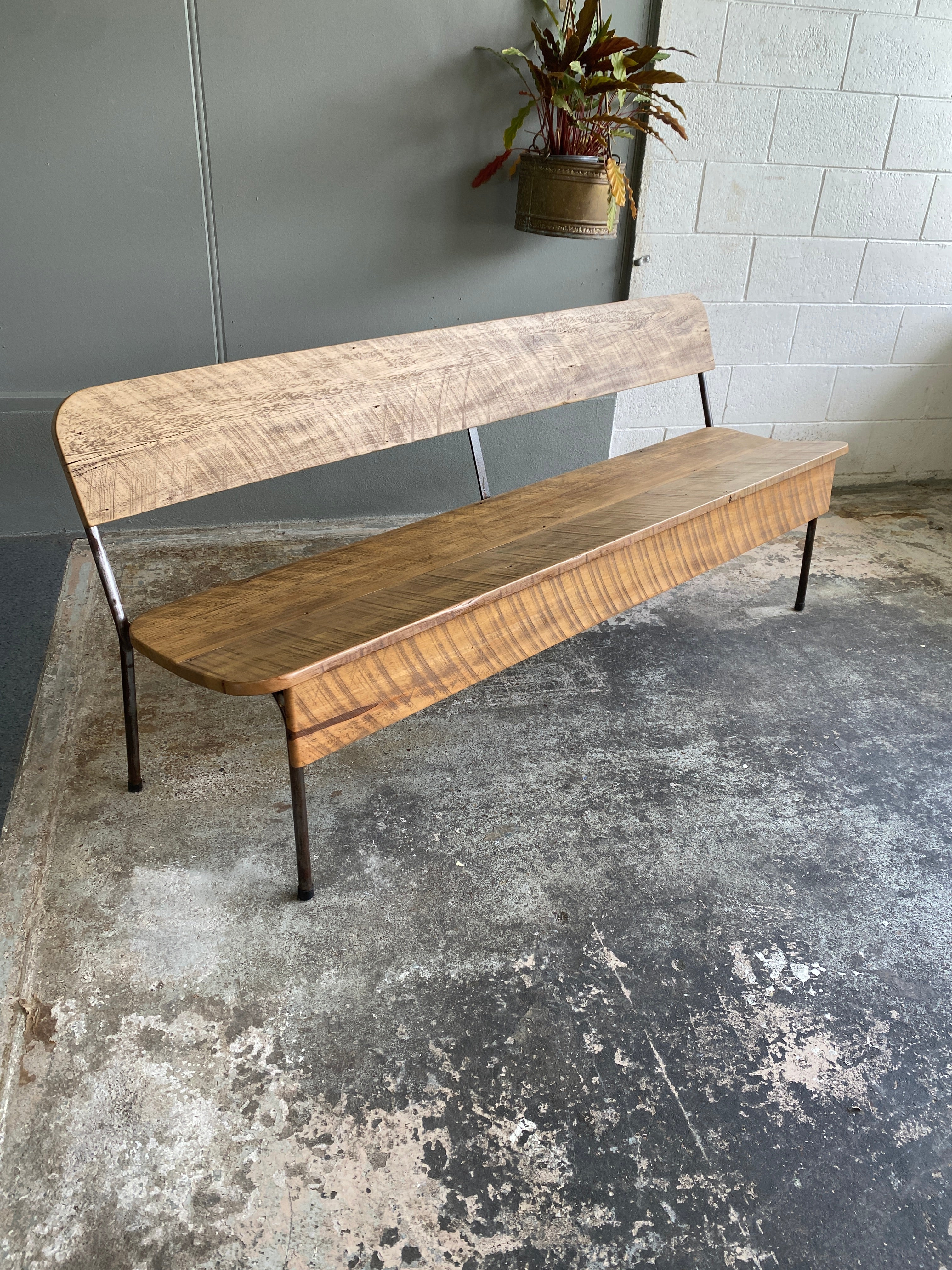 Remaval Bench Reclaimed Rimu & Steel Bench - Riverhead – Plots & Pickles
