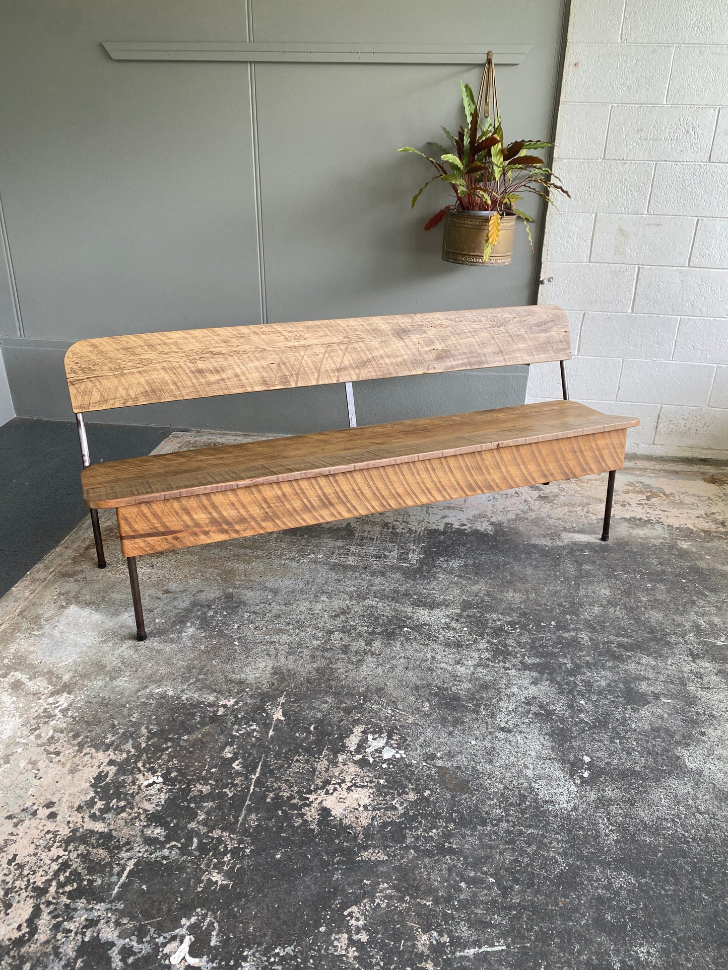 Reclaimed Rimu & Steel Bench - Riverhead