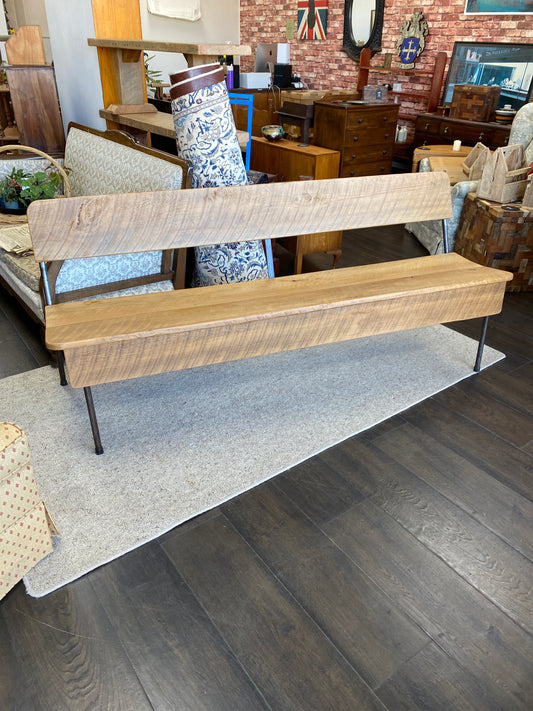 Reclaimed Rimu & Steel Bench