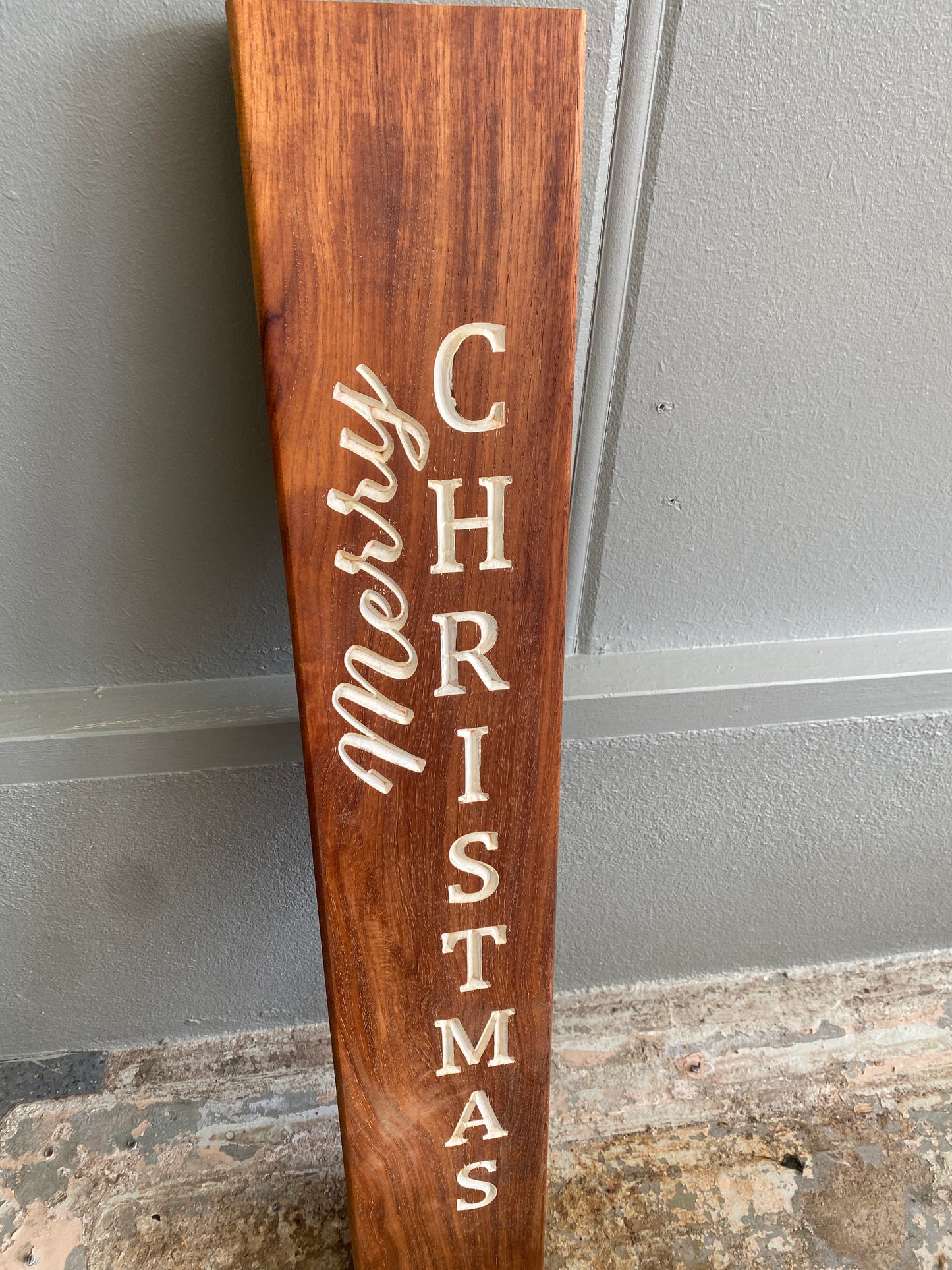 Reclaimed 'Merry Christmas' Porch Sign - Dark