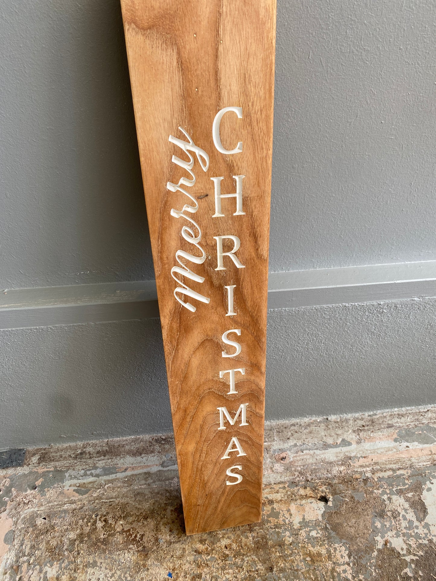 Reclaimed 'Merry Christmas' Porch Sign - Light