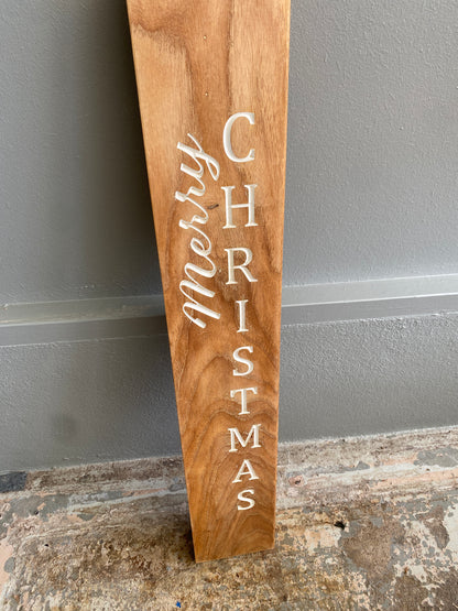 Reclaimed 'Merry Christmas' Porch Sign - Light