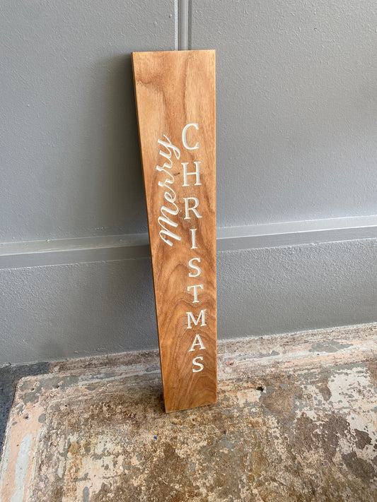 Reclaimed 'Merry Christmas' Porch Sign - Light