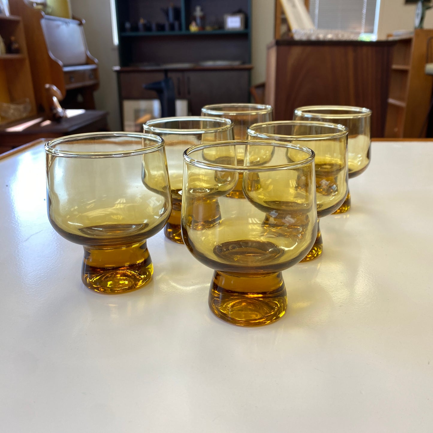 Retro Amber Glass Sherry Glasses