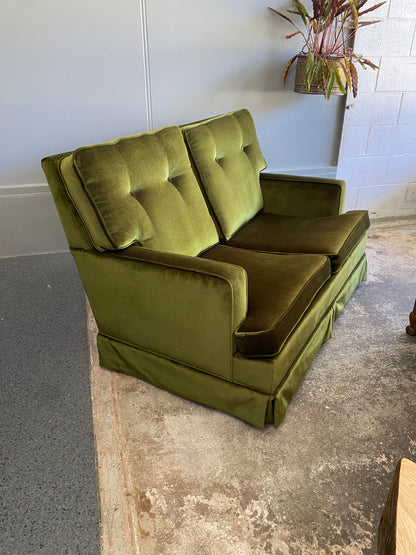 Retro Emerald Green Velvet Two Seater
