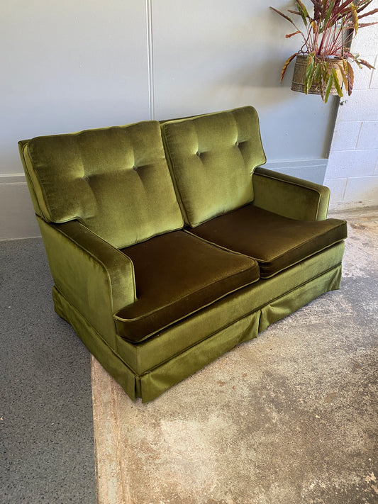 Retro Emerald Green Velvet Two Seater