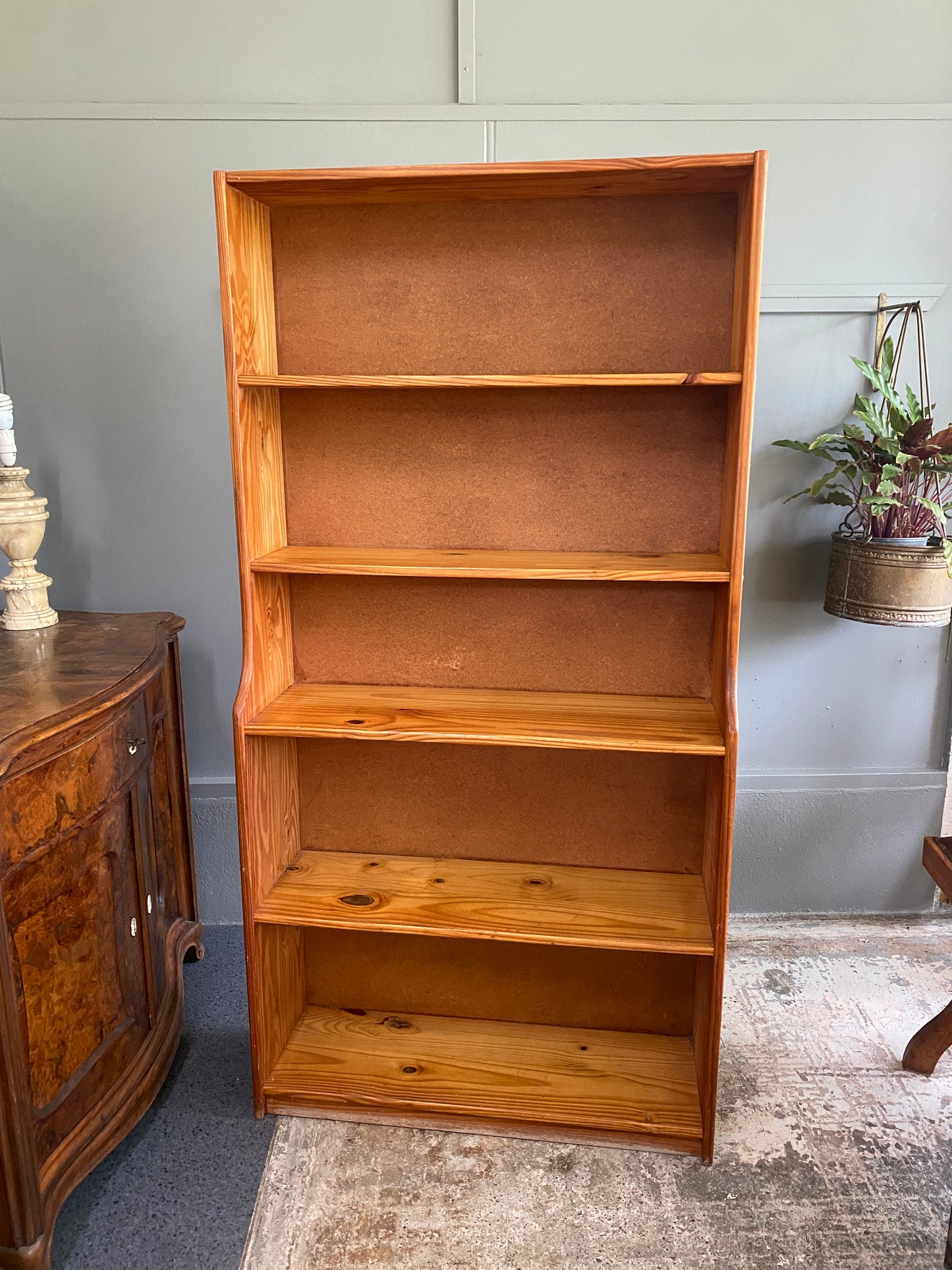 Retro Oregon Pine Tall Bookcase