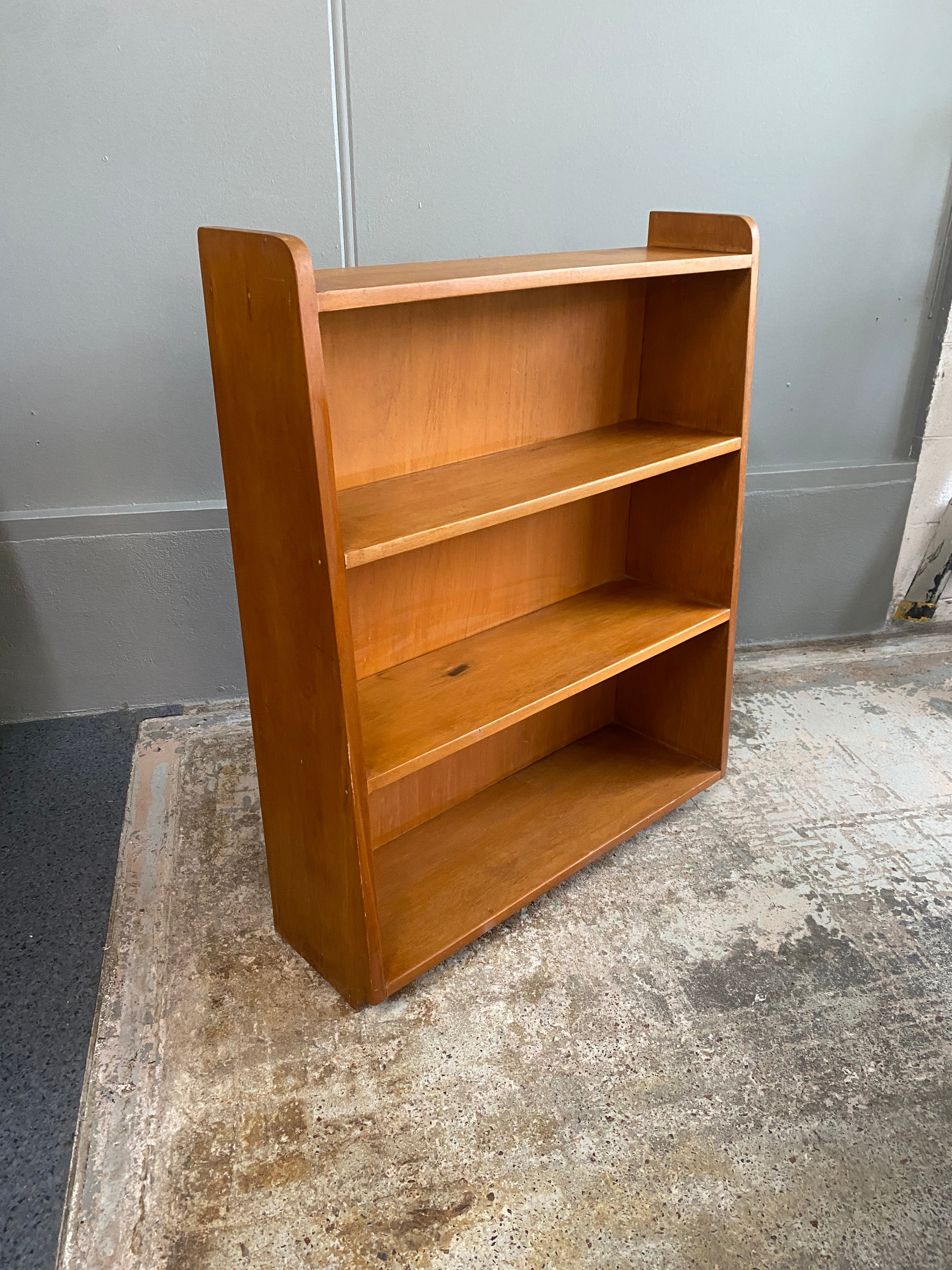Retro Rimu Angled Bookcase – Plots & Pickles