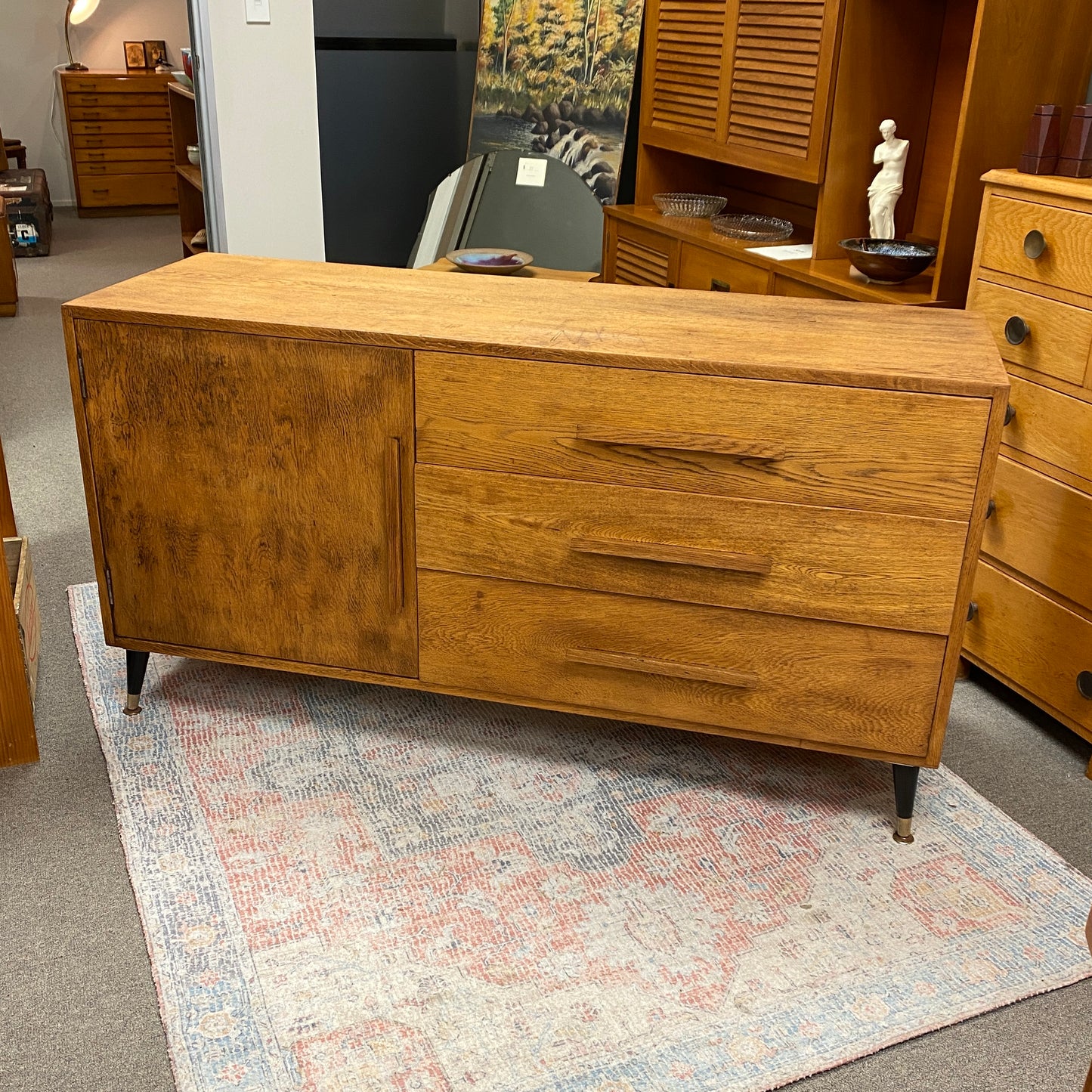 Retro Rustic Solid Oak Side Cabinet