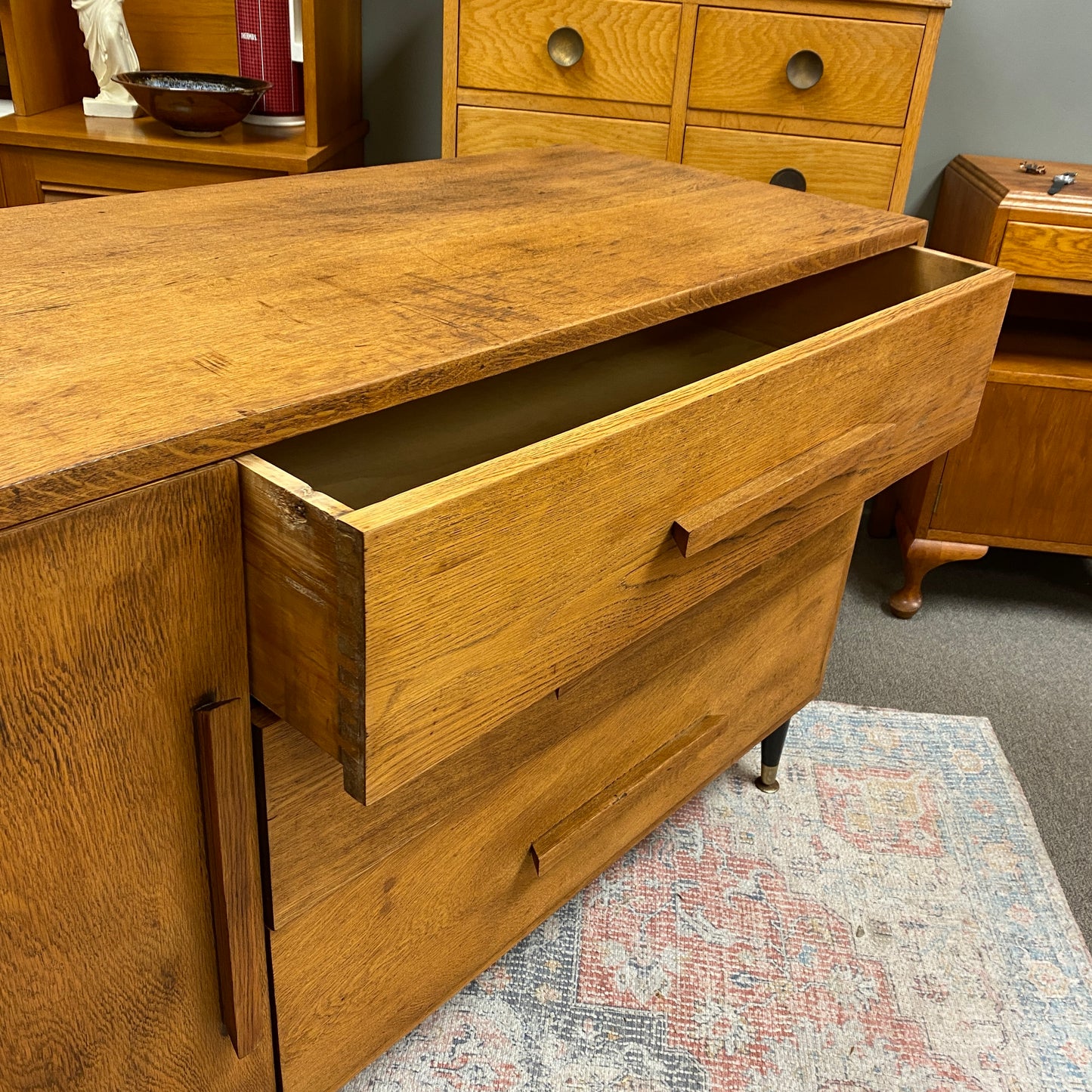 Retro Rustic Solid Oak Side Cabinet