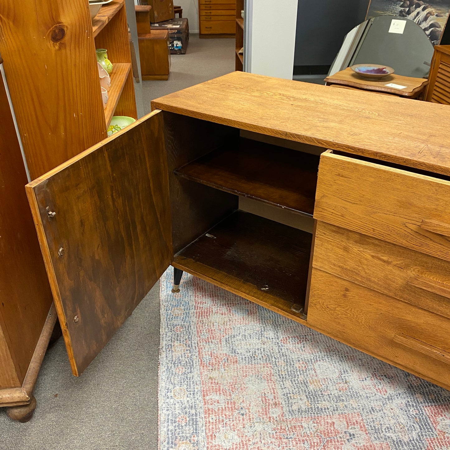 Retro Rustic Solid Oak Side Cabinet