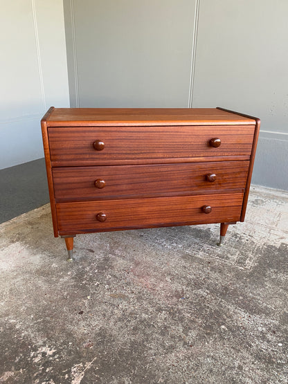 Retro Solid Mahogany 3 Drawer Dresser