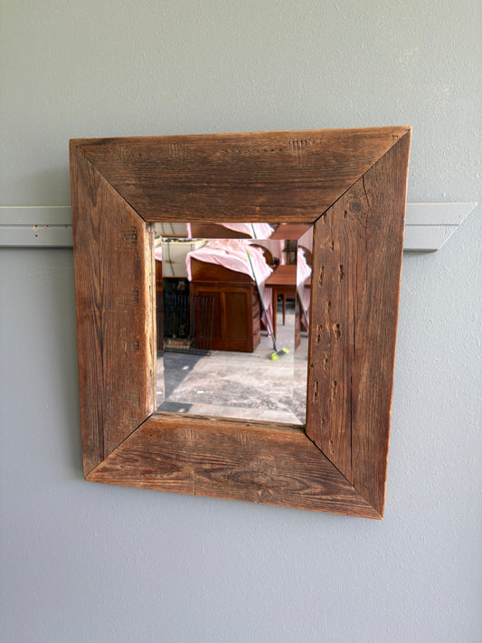Rustic Barn Wood Bevelled Mirror