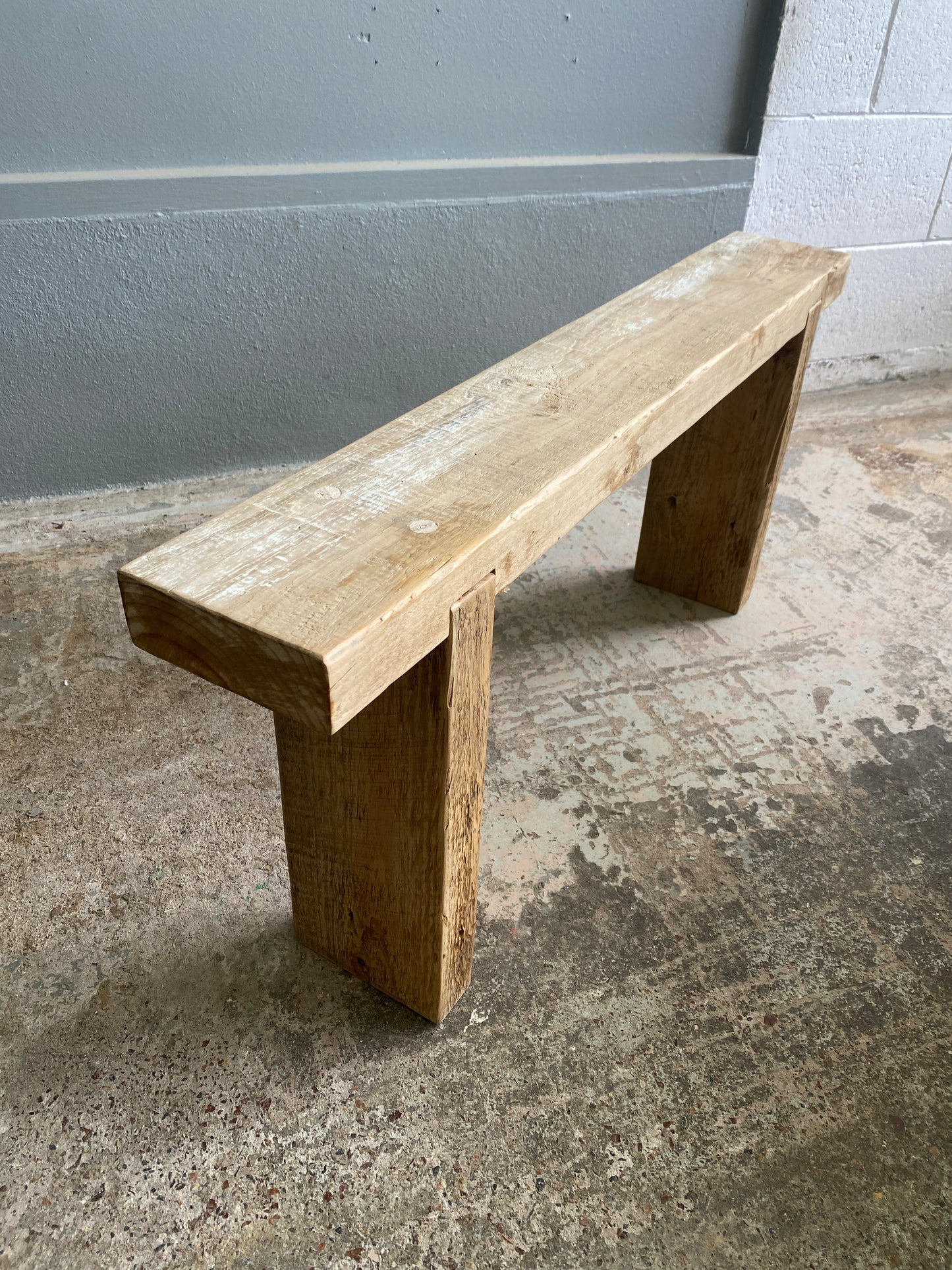 Rustic Reclaimed Pine Hall Bench - Light