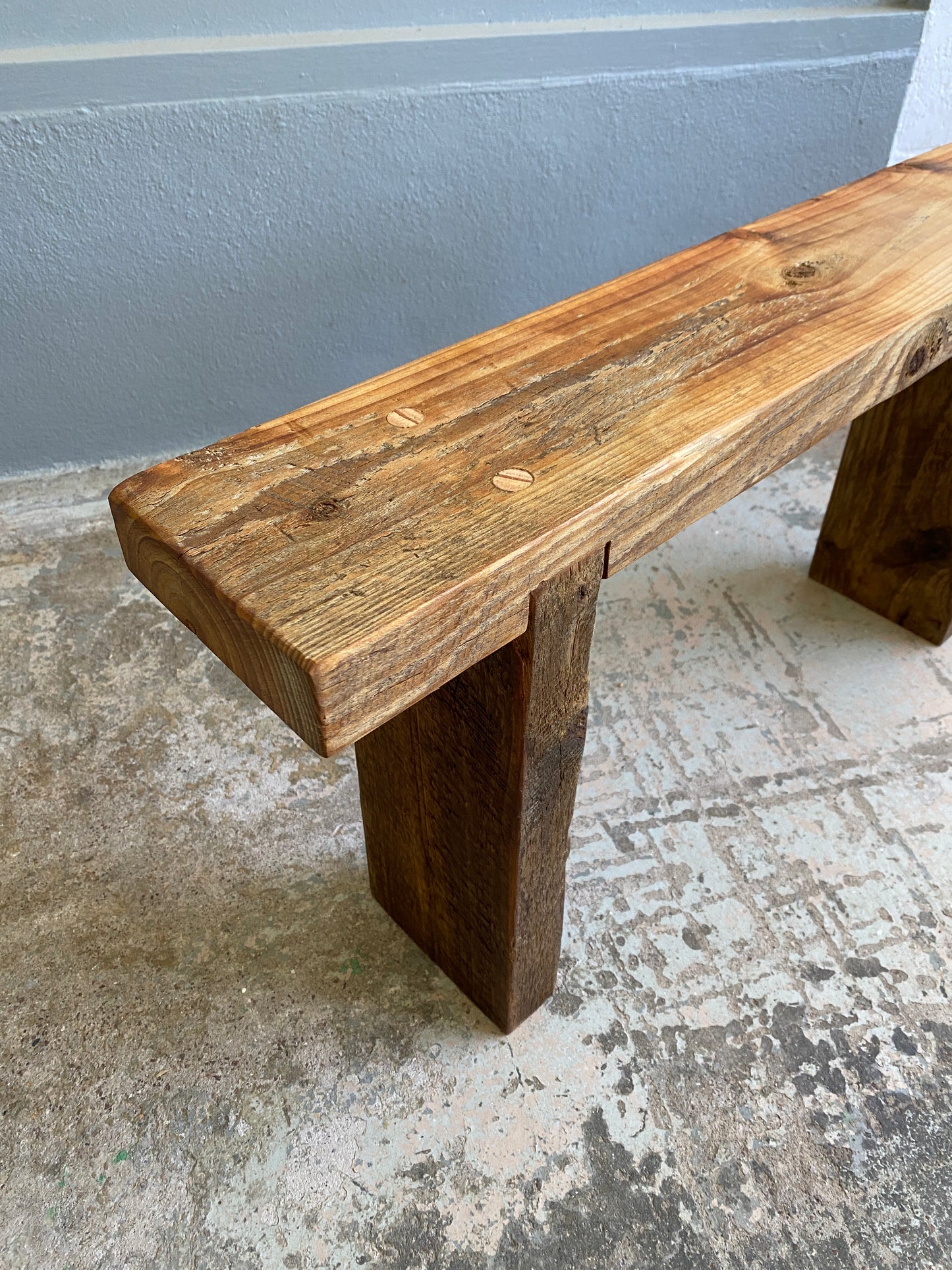 Rustic Reclaimed Pine Hall Bench