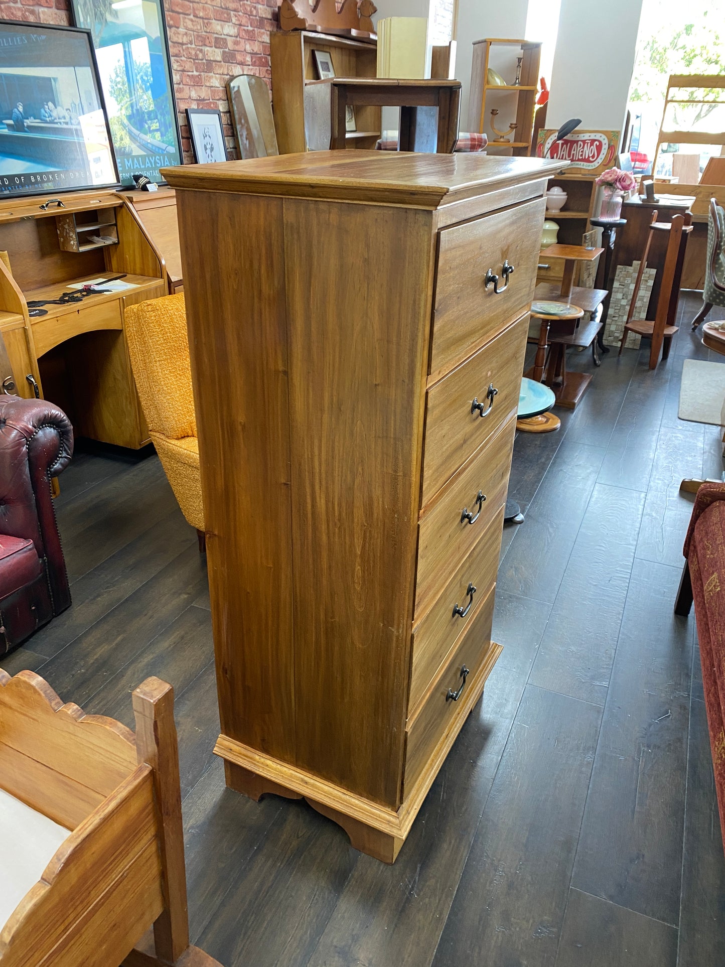 Solid Acacia Wood Colonial Style Tallboy