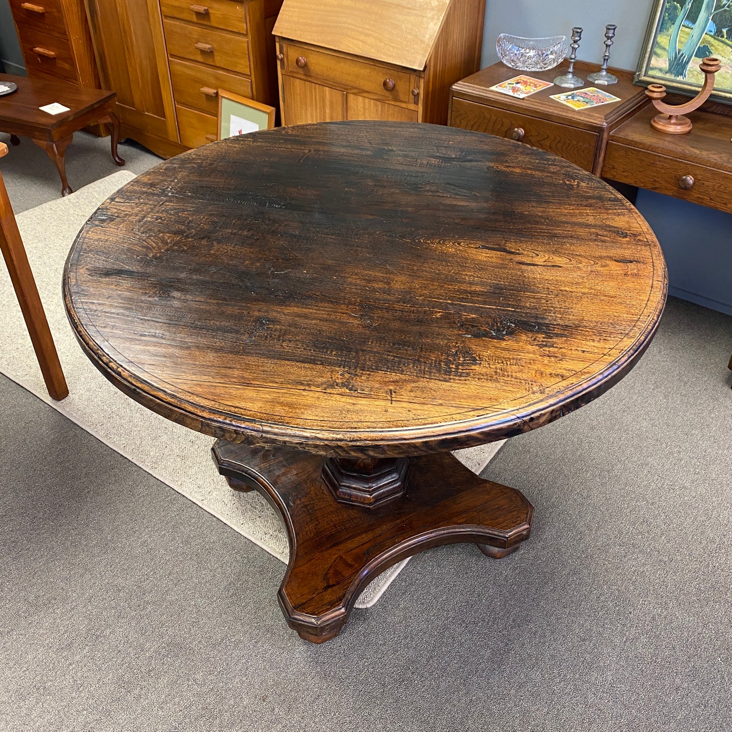 Solid Wooden Pedestal Table