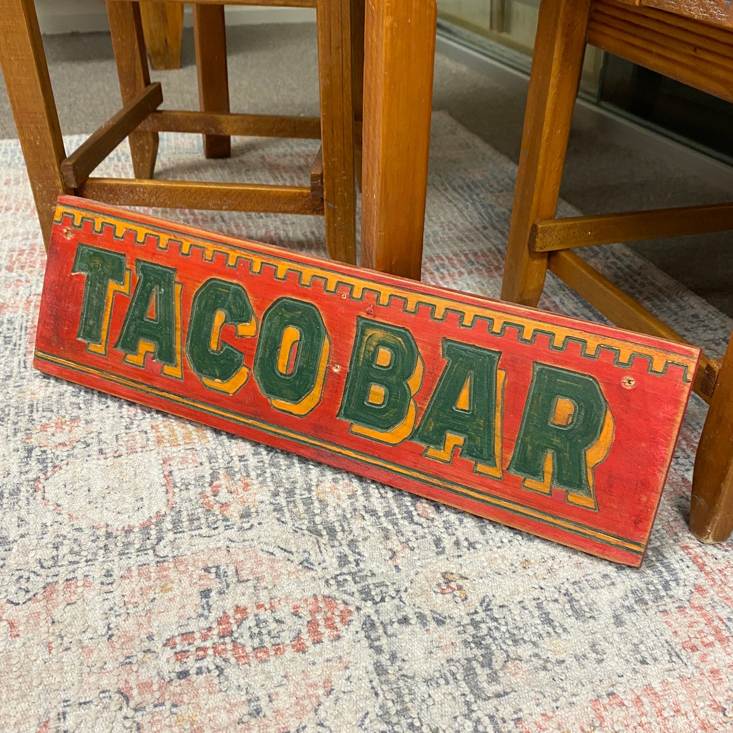 Taco Bar Red & Green Restaurant Sign