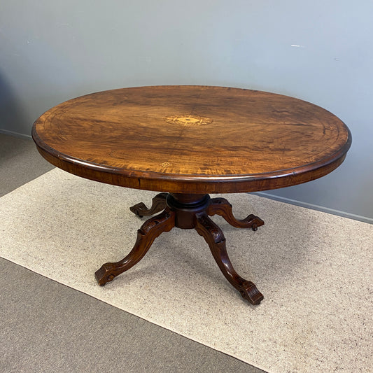 Victorian Inlaid Mahogany Loo Table (Tilts)