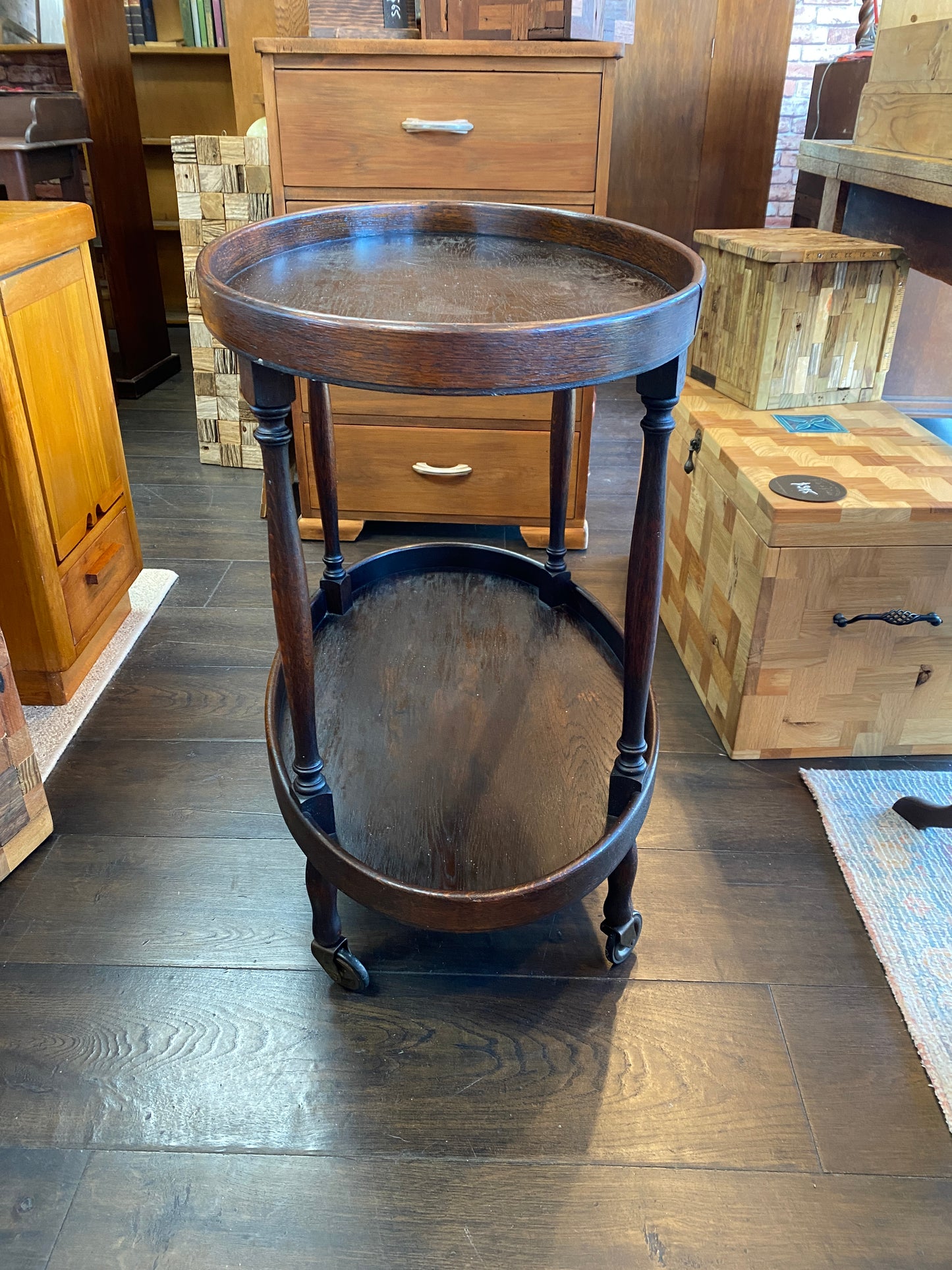 Victorian Oak Oval Drinks Trolley
