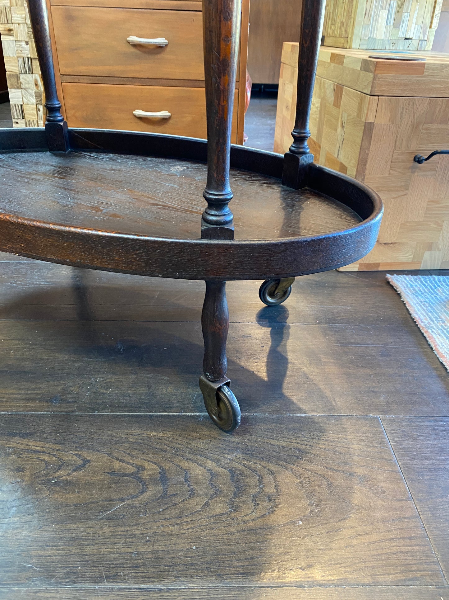 Victorian Oak Oval Drinks Trolley