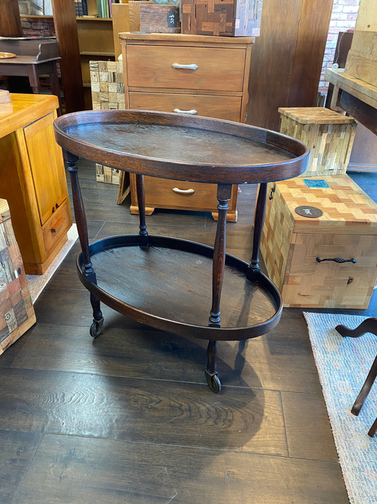 Victorian Oak Oval Drinks Trolley